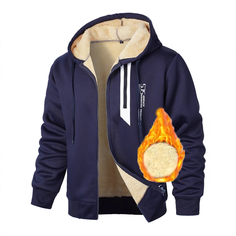Herren Fleece-Jacke Warm Kapuzenjacke Mit Taschen