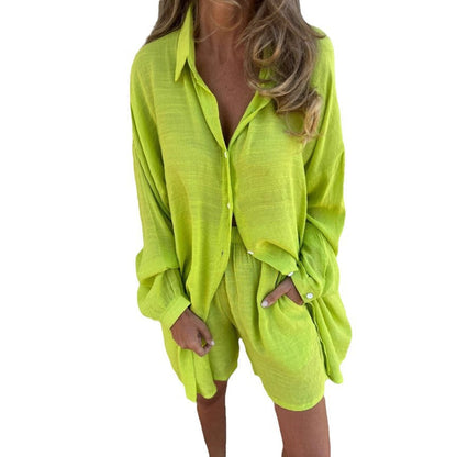 Damen Hemdkleid Oversize mit Knöpfen und Rollkragen