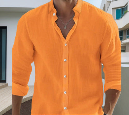 Herren Leinenhemd Lässig Sommerlich Elegant