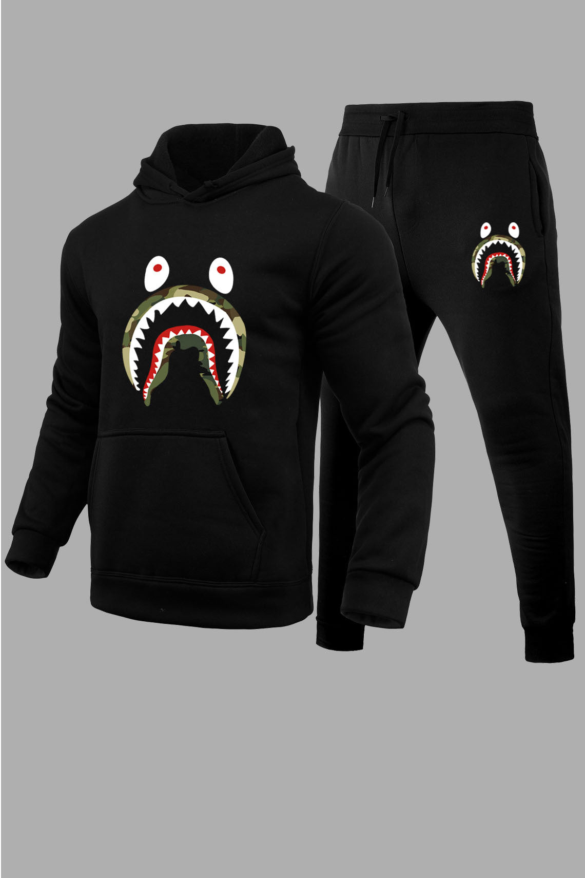 Herren Sportset Haifisch Motiv Jogginganzug Streetwear