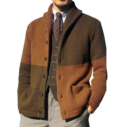 Herren Strickjacke Modern Farbblockierung Trendig - BerlinGlamour