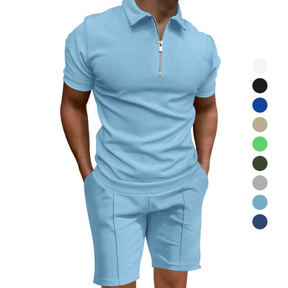 Herren Polo-Shorts-Set Modern mit elastischem Bund und Reißverschluss