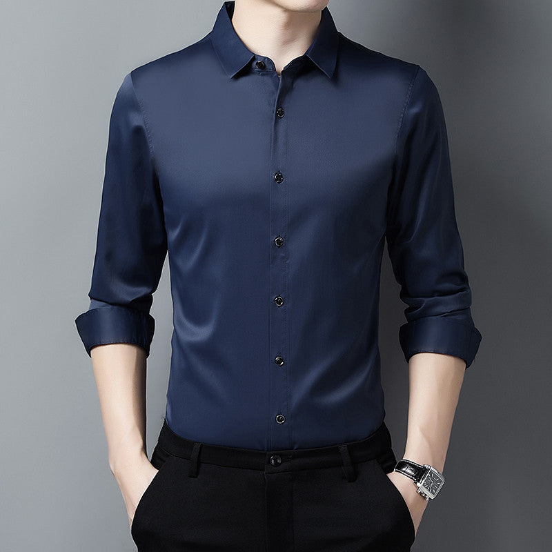 Herren Hemd Langarm aus Seide Satin Elegant