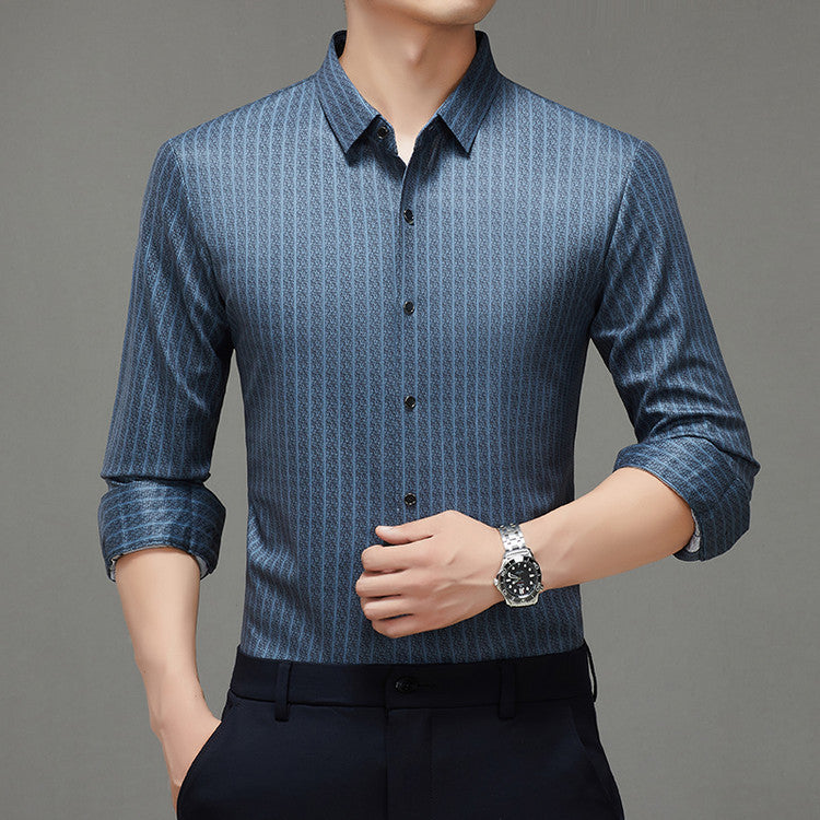 Herren Langarmhemd mit feinem Streifenmuster Elegant Modern