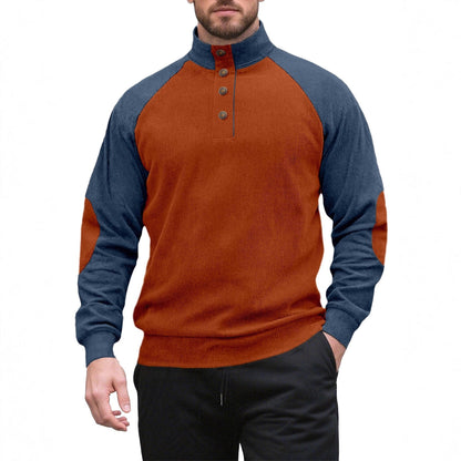 Herren Strickpullover Modern Stehkragen Knopfleiste