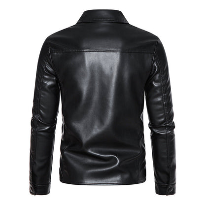 Herren Lederjacke Modern mit Taschen und Slim-Fit Design