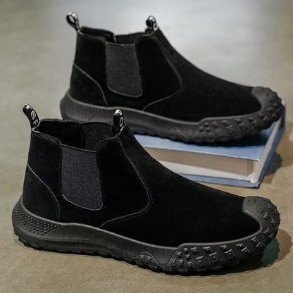 Damen Chelsea Boots Sportlich Rutschfest Schwarz