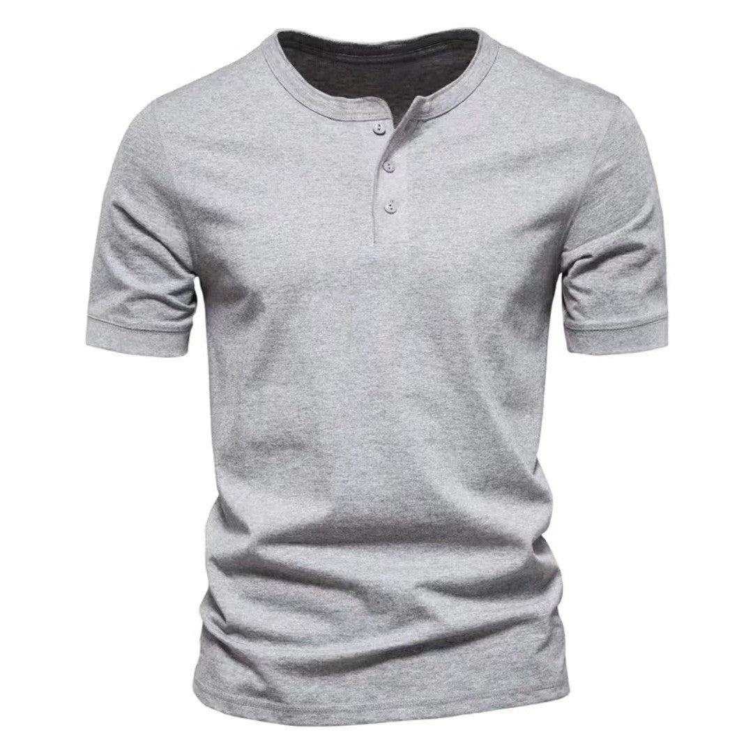 Herren T-Shirt mit Knopfverschluss Weiches Baumwollshirt Modern