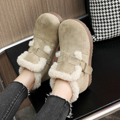 Damen Winterstiefeletten Bequem Weich mit Riemchen Modern
