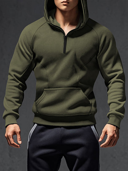 Herren Hoodie Sportlich Halbzipp Reißverschluss