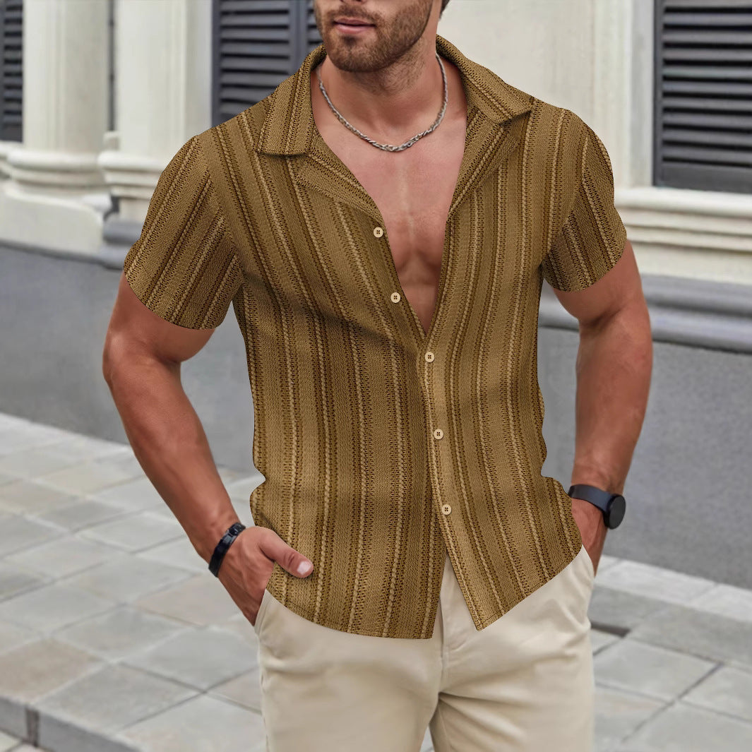 Herren Kurzarmhemd Modern mit Struktur Optik Trendy - BerlinGlamour