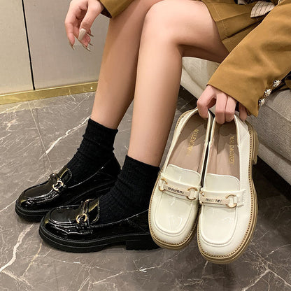 Damen Loafer Schuhe Klassisch mit Schnalle Schwarz - BerlinGlamour