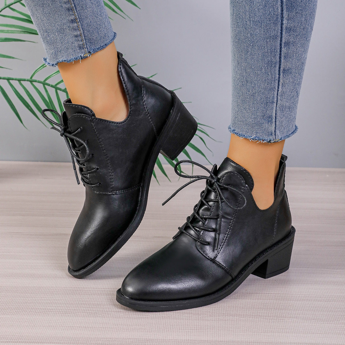 Damen Stiefelette Schnürstiefeletten Leder Modern - BerlinGlamour