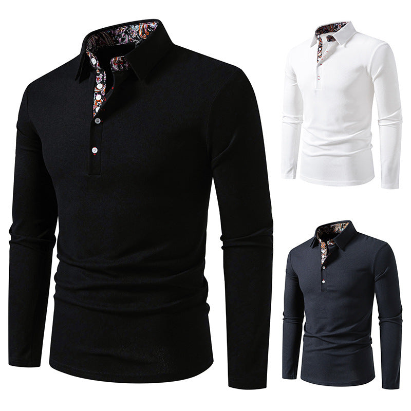 Herren Poloshirt Langarm Moderner Kragen Style