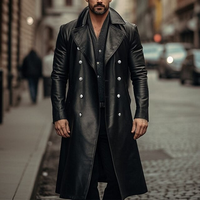 Herren Trenchcoat Übergroß Eleganter Langmantel Wasserabweisend