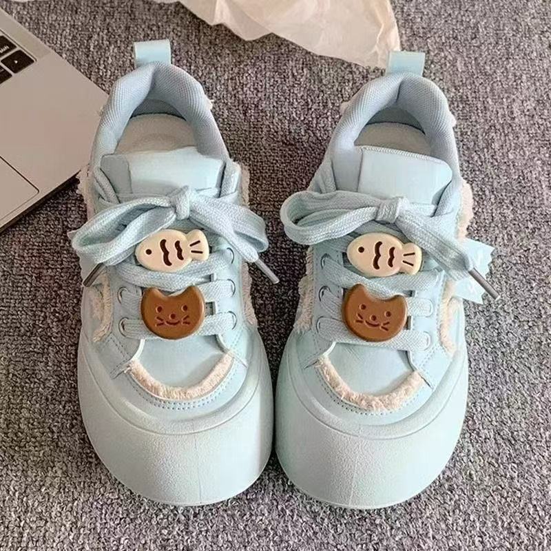 Damen Sneaker Chunky mit Tiermotiv Bequem Lustig