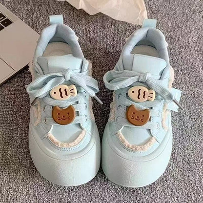 Damen Sneaker Chunky mit Tiermotiv Bequem Lustig
