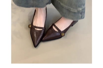 Elegante Damen Slingback Schuhe mit Riemen Gold Dekor