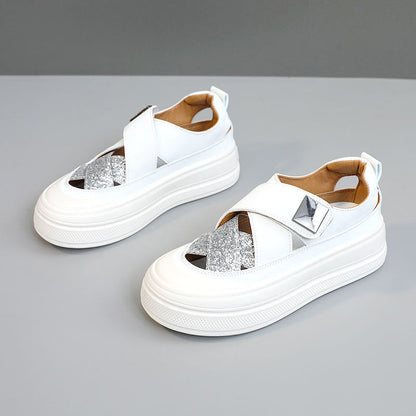 Damen Plateausneaker Glitzer Obermaterial Bequem