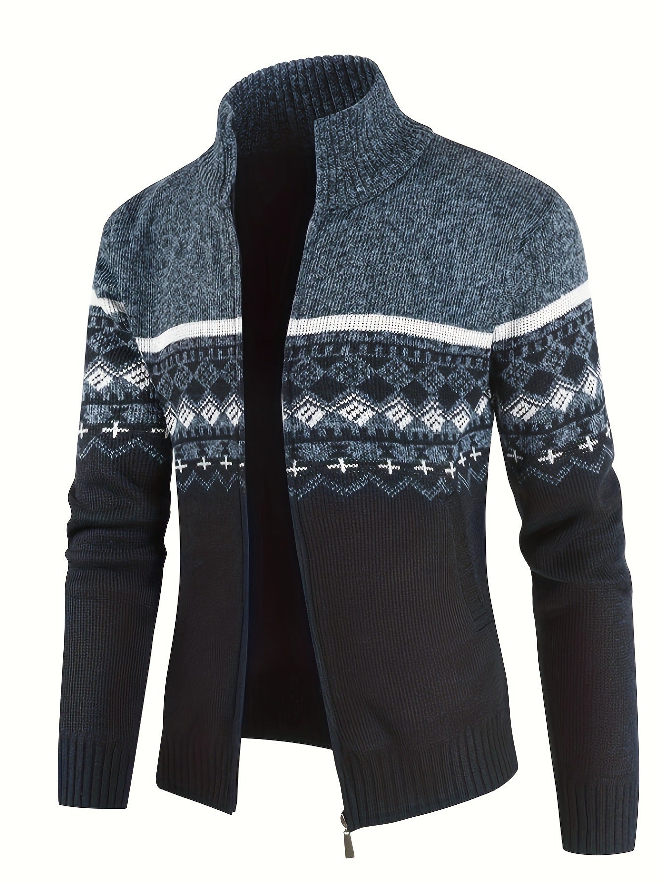 Herren Strickjacke Modern Geometrisch Kragen Hoch