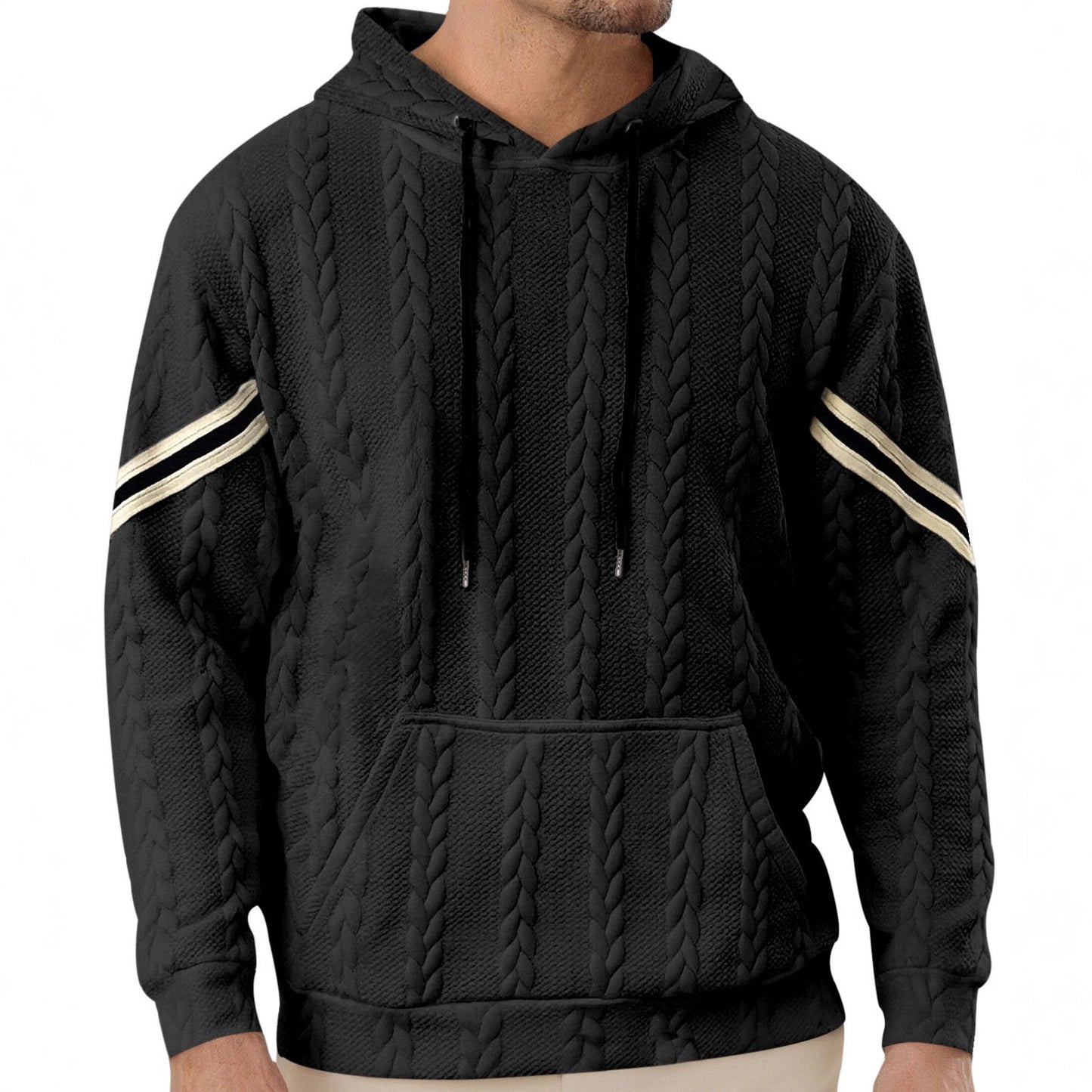 Herren Kapuzenpullover Strukturiert Kontrast Akzent Modern