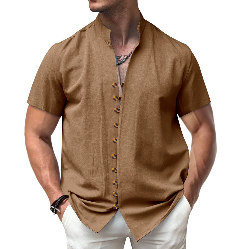 Herren Kurzarmhemd Modern Stehkragen Elegant