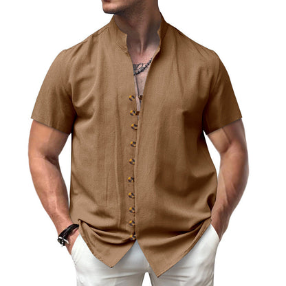 Herren Kurzarmhemd Modern Stehkragen Elegant
