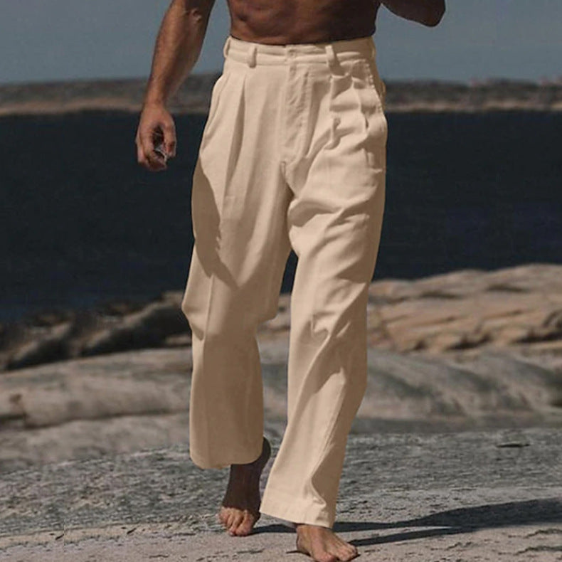 Herren Leinenhose Bequem Weit Schnitt Sommerhose - BerlinGlamour