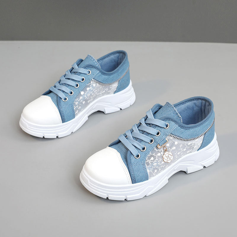 Damen Sneaker Transparent Reißverschluss Modisch