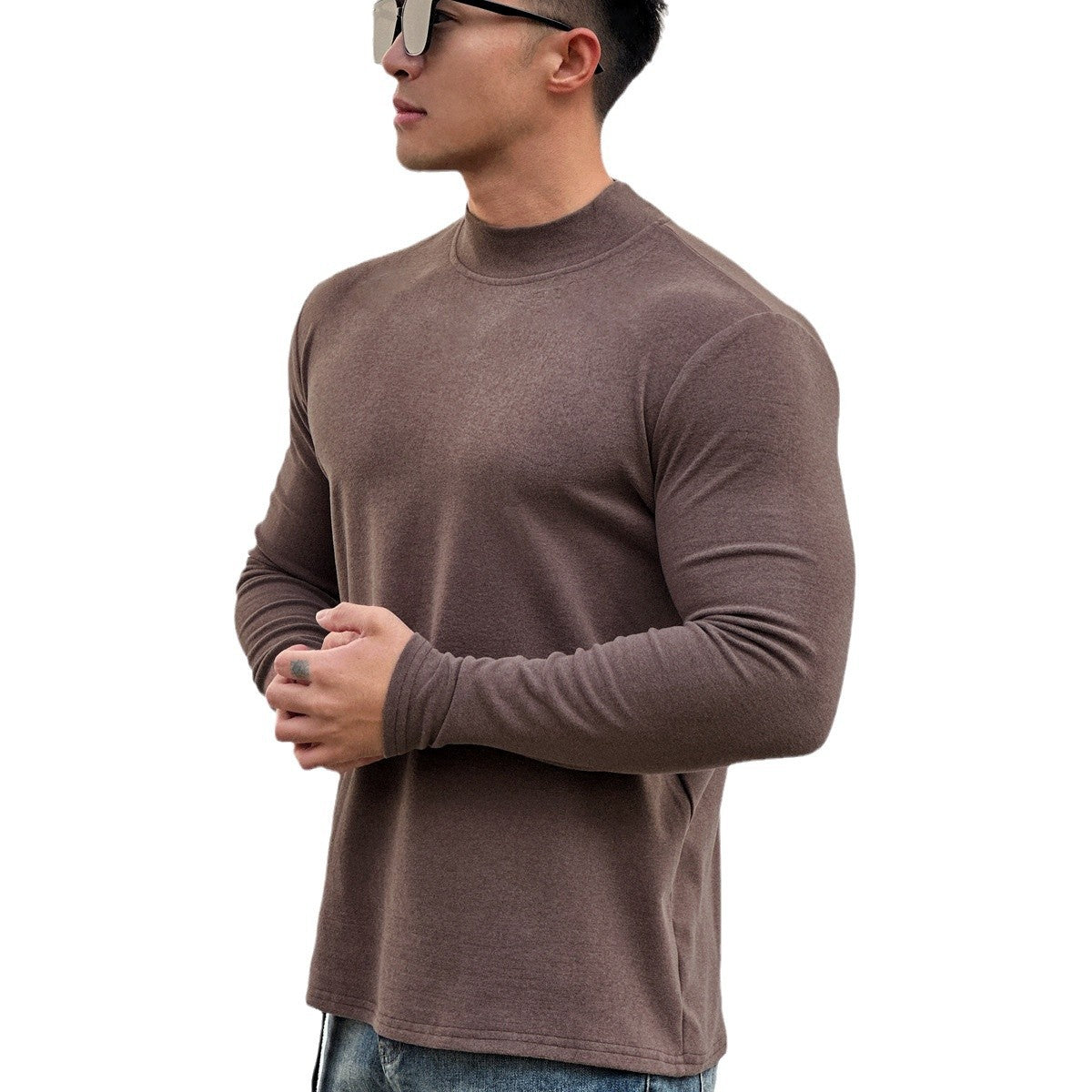 Herren Langarmshirt Sportlich Atmungsaktiv Baumwolle Modern