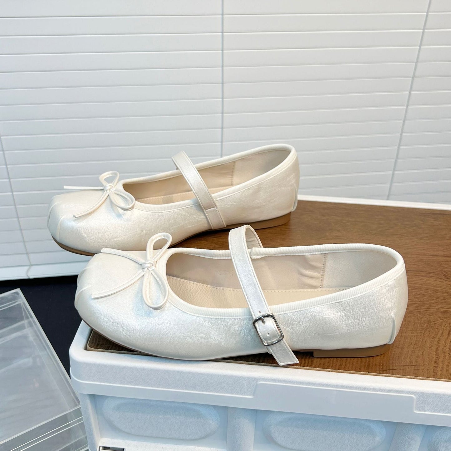 Damen Ballerinas Elegante Schleifen Riemen Schuhe