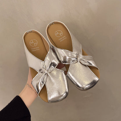 Damen Clogs Bequem Offen Knotendesign Sommer - BerlinGlamour