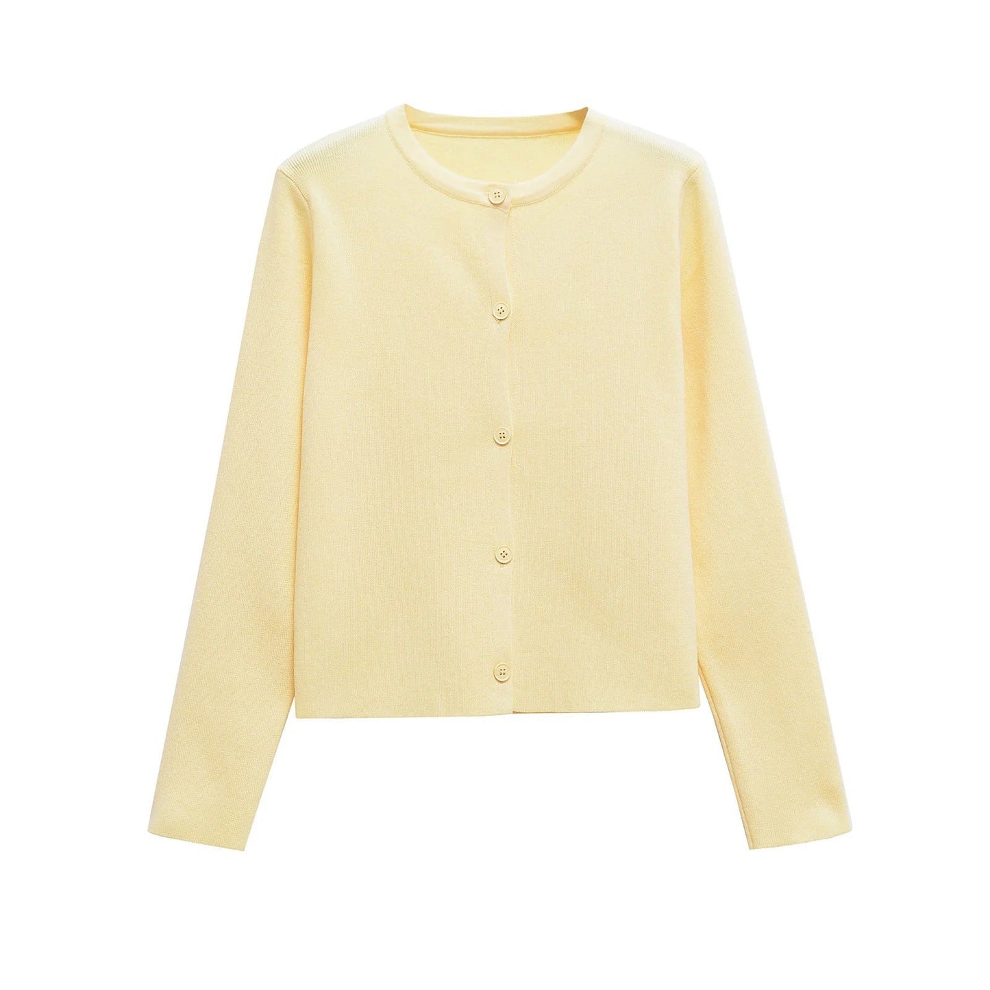 Damen Strickjacke Elegant Rundhals Knöpfe Modern