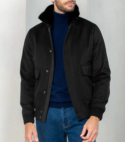 Herren Übergangsjacke Mit Weichem Kragen und Taschen