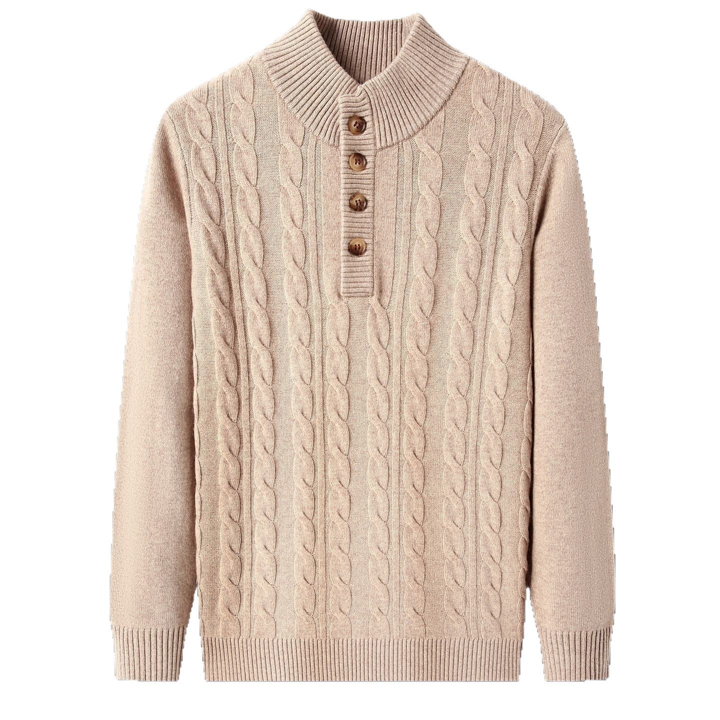 Herren Strickpullover Stehkragen Knopfleiste Elegent Modern