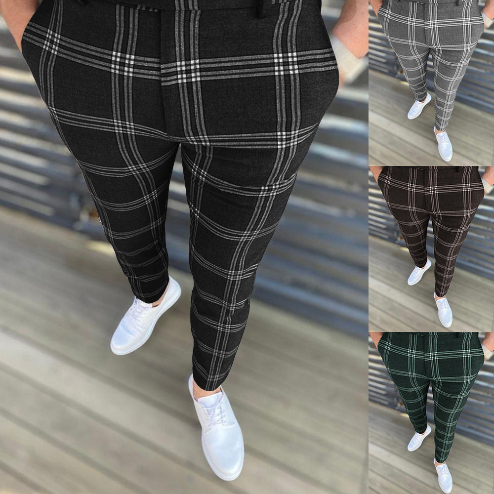 Herren Karottenhose Strukturiertes Karo Muster Elegante Hose - BerlinGlamour