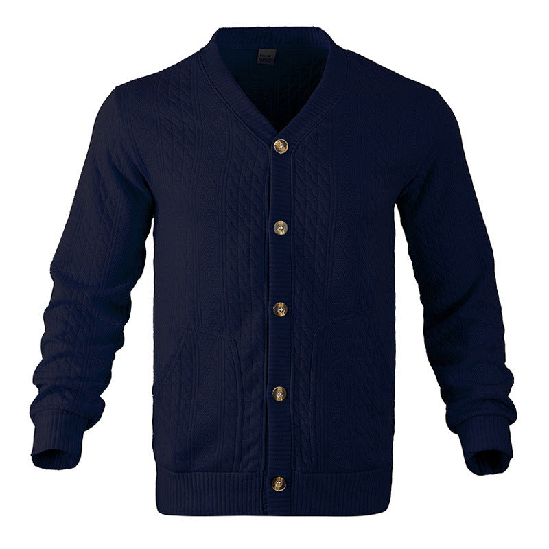 Herren Strickjacke Wabenmuster Modern mit Taschen