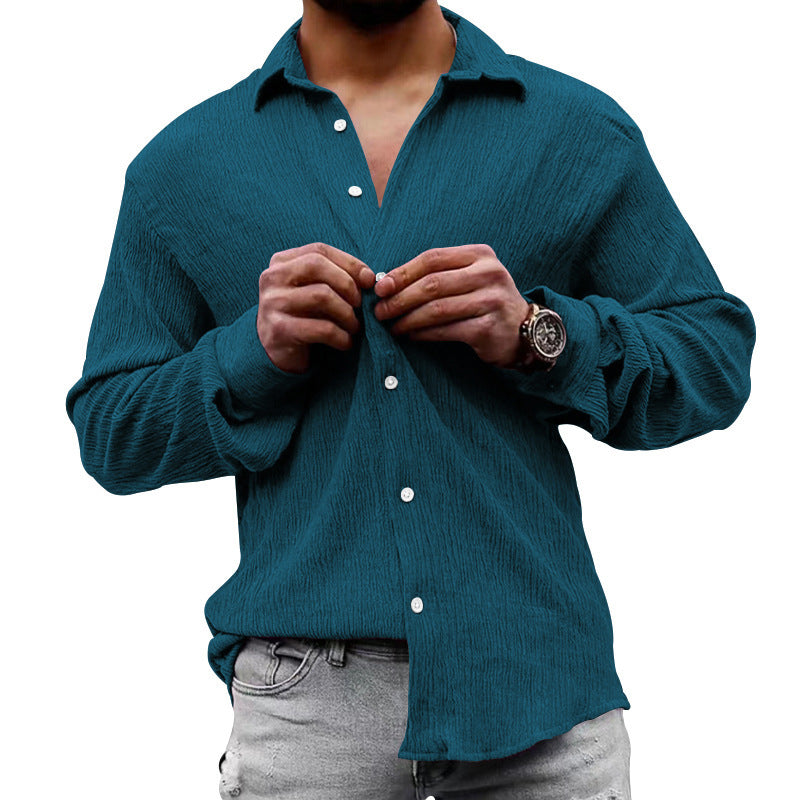 Herren Langarmbluse Modern Strukturiert Elegant