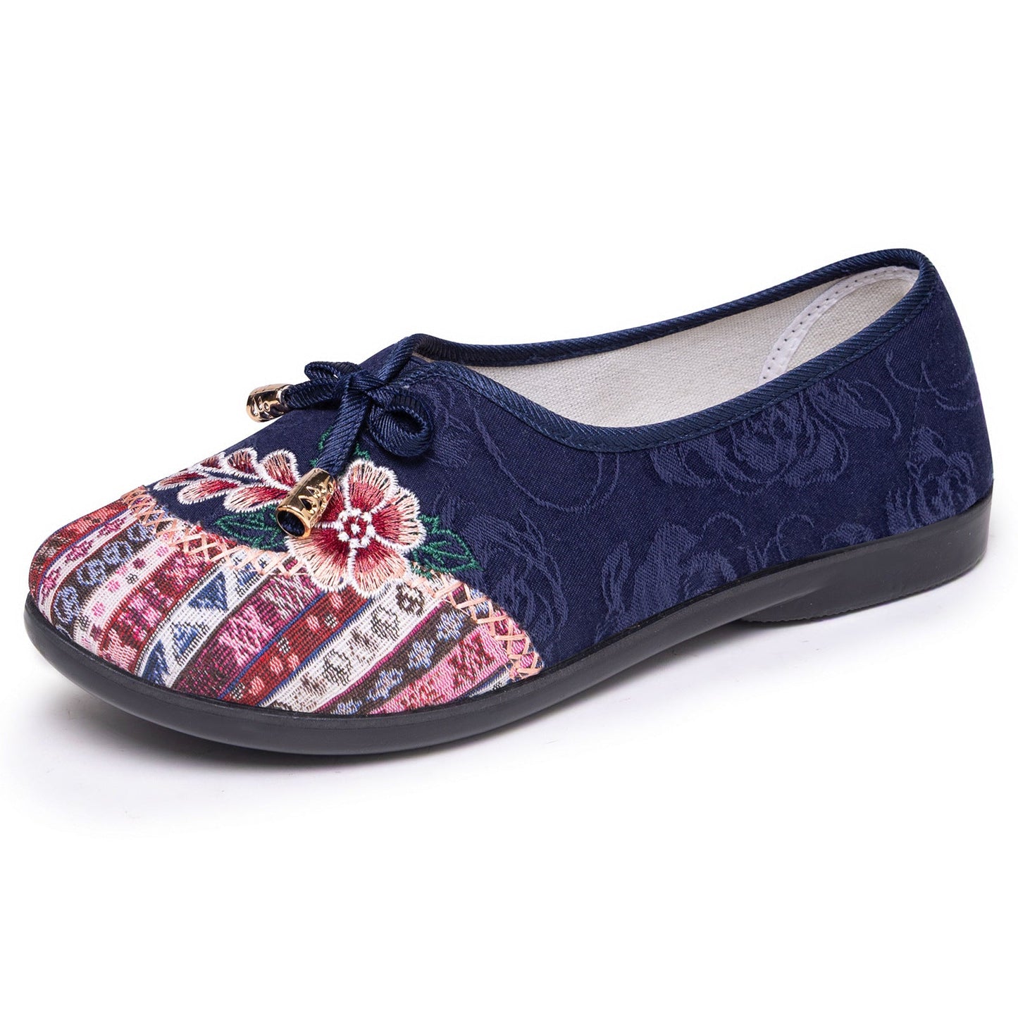 Damen Ballerinas Handbestickt Traditionell Heidi Stil