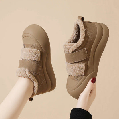 Damen Sneaker Modisch Warm mit Klettverschluss