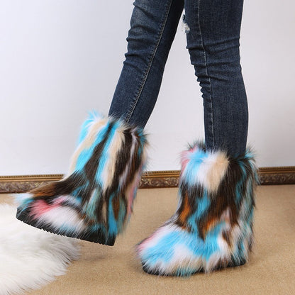 Damen Winterstiefel Warm mit Kunstfell-Futter Rutschfest