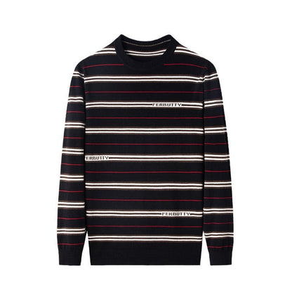 Herren Strickpullover Modern Streifenmuster Rundhals