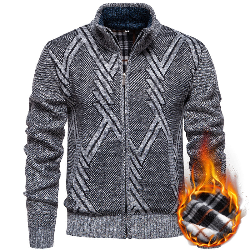 Herren Strickjacke Sportlich Zopfmuster Modern