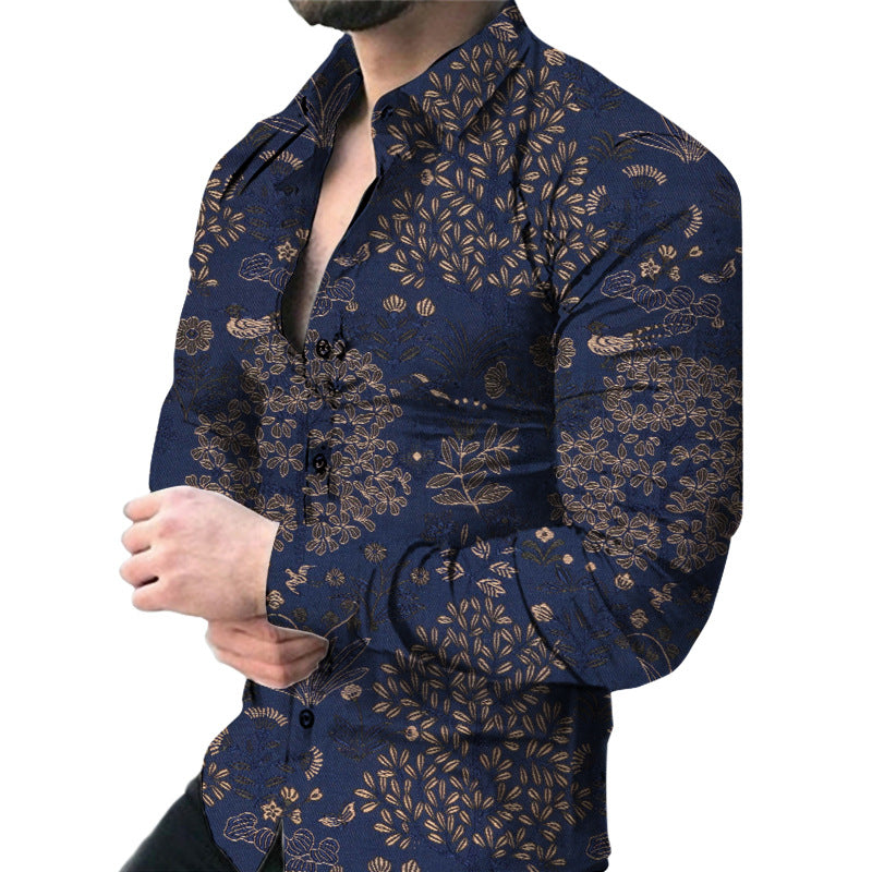 Herren Kurzarmhemd Slim Fit Blumenmuster Elegant - BerlinGlamour