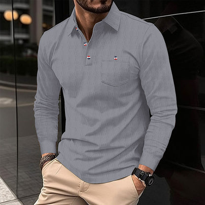 Herren Langarmshirt Strukturiertes Muster Modern