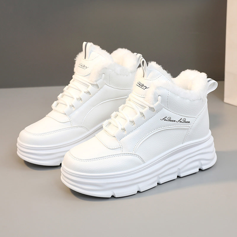 Damen Winter Sneaker Hoch Rutschfest Elastisch Schwarz - BerlinGlamour