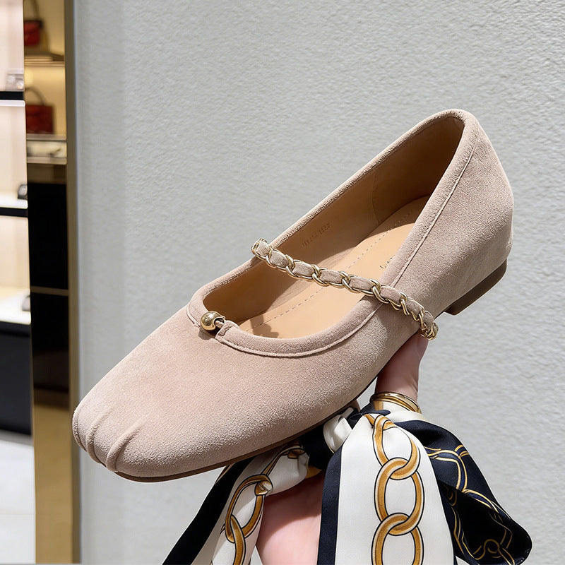 Damen Ballerinas Elegante mit Kettenriemen Bequem