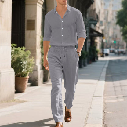 Herren luftige Leinenhose mit verstellbarem Bund und seitlichen Taschen Berlin Glamour.
