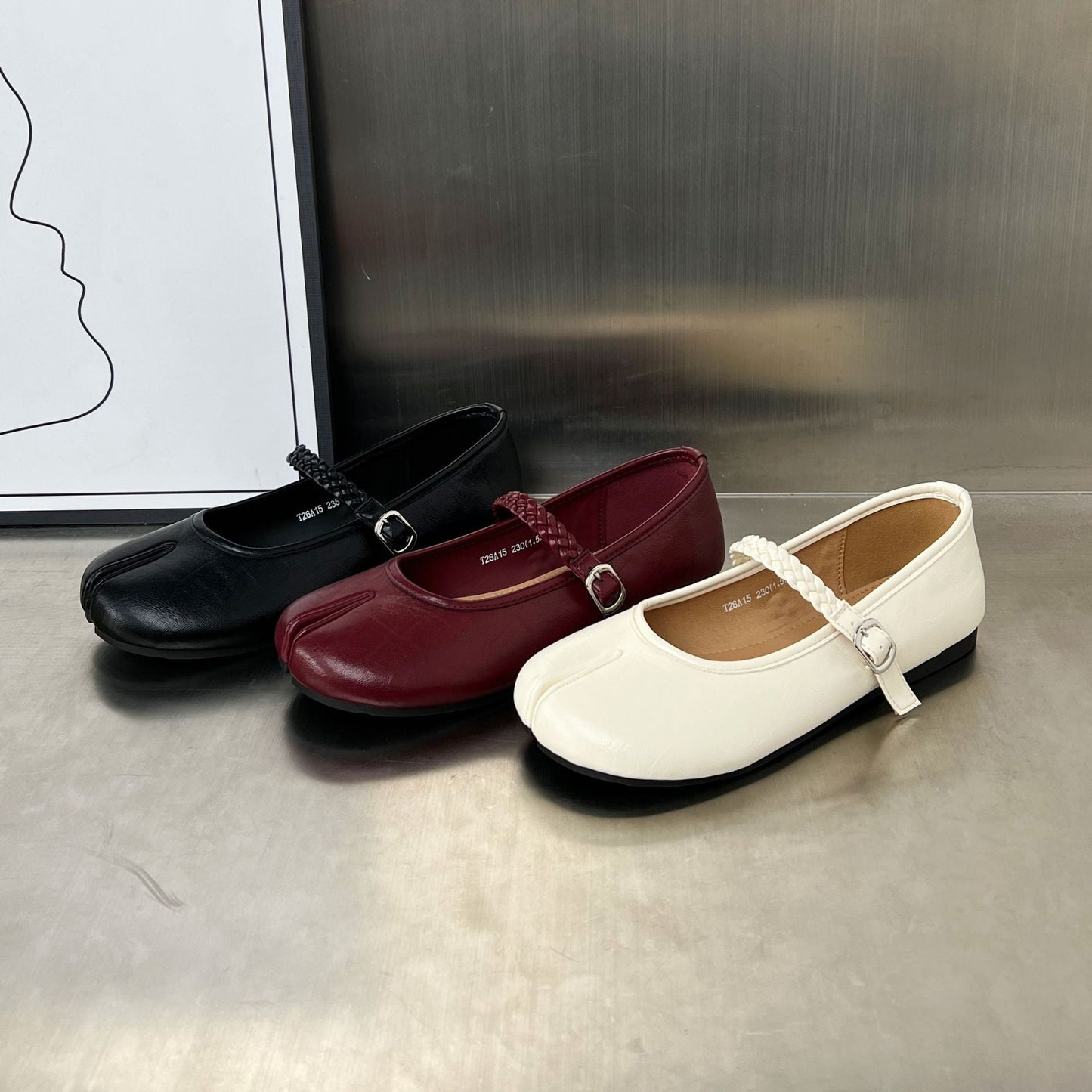 Damen Ballerinas Geflochtener Riemen Weiches Innenfutter