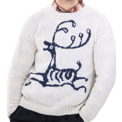 Herren Pullover Weihnachten Rentier Motiv Wollmischung